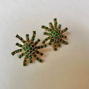 J.Crew Emerald Green and Gold Starburst Earrings